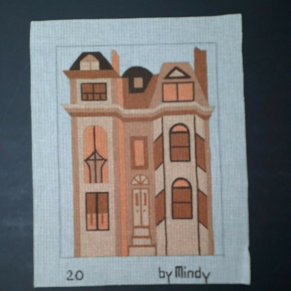 Handpainted NEEDLEPOINT CANVAS Victorian House by Mindy Clean Lines EC - Picture 1 of 12